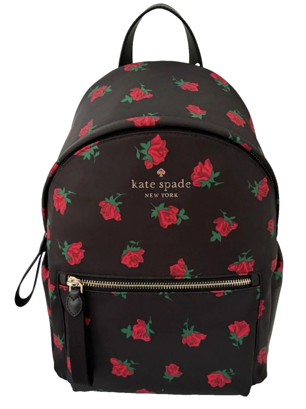 kate spade Black and Red Rose Print Mini Backpack